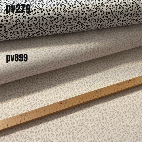 Fehér alapon halványszürke kis hangjegyes pamutvászon