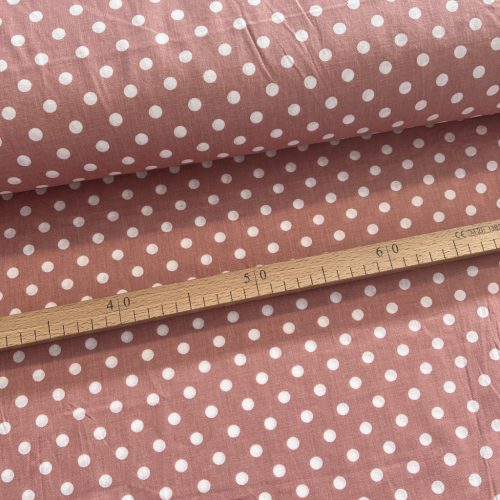 Extra puha: Fáradt rózsaszín/mályva a. 8 mm-es pöttyös (puha, puplin tapintású) pamutvászon
