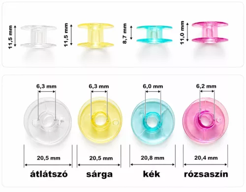 Varrógép orsó (bobbin) műanyag, Singer, Neumann, Lucznik, Toyota stb. háztartási gépekhez