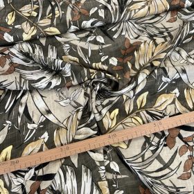 Barnás-szürkés pálmaleveles viszkóz voile