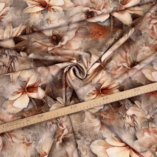 Akvarell-pasztell magnóliás viszkóz voile