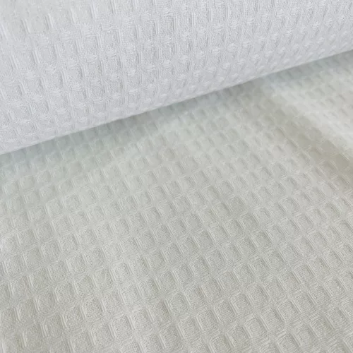 Fehér waffle/darázsos pamut anyag (185gr/m²)