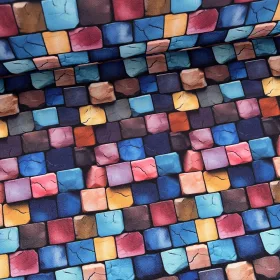   0,29 m EGYBEN KÉRHETŐ  Vízálló digitálisan nyomott erős canvas textil: Színes 3D téglák