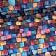 0,49 m EGYBEN KÉRHETŐ  Vízálló digitálisan nyomott erős canvas textil: Színes 3D téglák