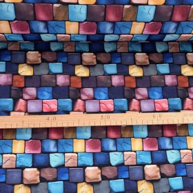   0,49 m EGYBEN KÉRHETŐ  Vízálló digitálisan nyomott erős canvas textil: Színes 3D téglák