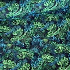   Vízálló digitálisan nyomott erős canvas textil: Fekete alapon pálmaleveles
